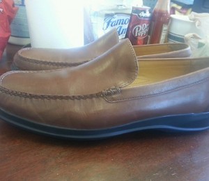 NEW MENS”10M”COLE HAAN NIKE AIR SLIP ON BROWN LEATHER LOAFERS GEL HEELED SHOES