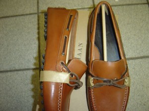 NEW MENS COLE HAAN “AIR GRANT” BROWN/TAN LEATHER SLIP ON SHOES SIZE 7.5 M  $158
