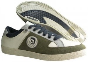 New $120 DIESEL Urban Men Shoes Size US 10 EU 43 White / Dusty Olive