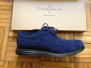 Cole Haan Lunargrand Long Wing Wingtip Suede Size 9 Navy Black Fragment Design