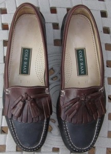 EUC 11D Cole Haan Tassel Loafer Shoes Black Brown