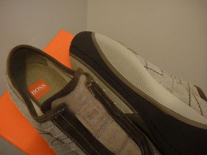 HUGO BOSS Orange Label QUIM Open Brown Linen Suede Shoe NIB 10 $225