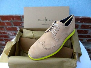 Cole Haan Lunargrand Wingtip Sandstone Suede Limelight C11248 NIB $248 Retail