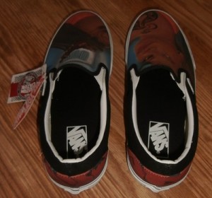 NWT BRAND NEW VANS SLIP ON CUSTOM CULTURE INK’D BLACK WHITE MENS SIZE 8 SHOES !!
