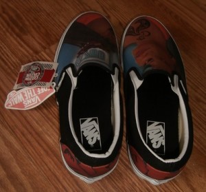 NWT BRAND NEW VANS SLIP ON CUSTOM CULTURE INK’D BLACK WHITE MENS SIZE 8.5 SHOES