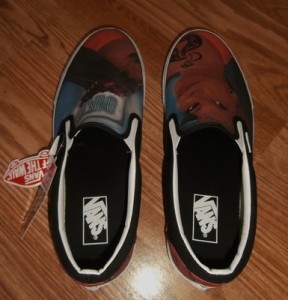 NWT BRAND NEW VANS SLIP ON CUSTOM CULTURE INK’D BLACK WHITE MENS SIZE 10.5 SHOES