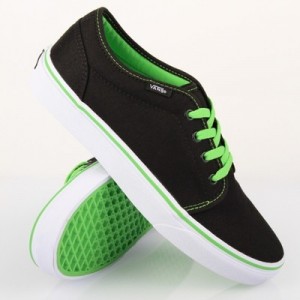 New! VANS 106 VULCANIZED Mens Sz 11.5 Shoe BLACK & GREEN FLASH Trainer Authentic