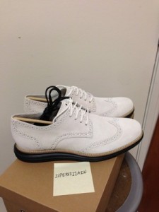 Brand New Cole Haan Lunargrand Wing Tip Ivory Suede/Black Size 9 nike