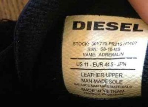 MEN’S USED DIESEL “ADRENALINE” FASHION SNEAKER TRAINER SHOES, SZ 11 (EU 44.5)