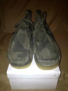 Clarks wallabee green camoflage suede size 9m MENS