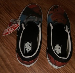 NWT BRAND NEW VANS SLIP ON CUSTOM CULTURE INK’D BLACK WHITE MENS SIZE 10 SHOES !