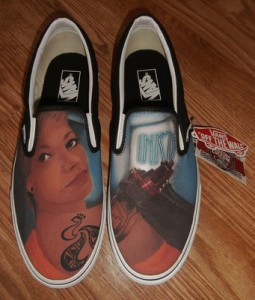 NWT BRAND NEW VANS SLIP ON CUSTOM CULTURE INK’D BLACK WHITE MENS SIZE 10.5 SHOES