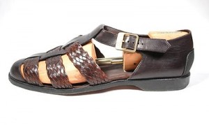 MENS SZ 11.5 BRAGANO WOVEN LEATHER GLADIATOR SANDALS BUCKLE COLE HAAN ITALY