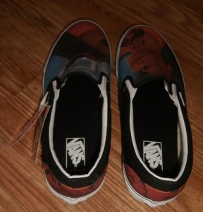 NWT BRAND NEW VANS SLIP ON CUSTOM CULTURE INK’D BLACK WHITE MENS SIZE 12 SHOES !