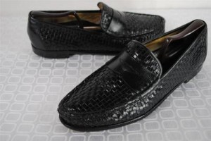 COLE HAAN Woven Black Leather Penny Loafers Casual Dress Shoes 12M 12 M