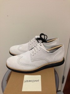 Brand New Cole Haan Lunargrand Wing Tip Ivory Suede/Black Size 9 nike