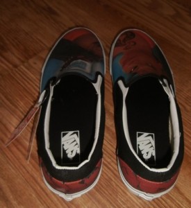 NWT BRAND NEW VANS SLIP ON CUSTOM CULTURE INK’D BLACK WHITE MENS SIZE 11 SHOES !