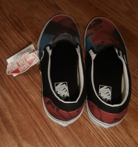 NWT BRAND NEW VANS SLIP ON CUSTOM CULTURE INK’D BLACK WHITE MENS SIZE 10.5 SHOES