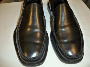 COLE HAAN BLACK LEATHER MEN LOW FLAT WEDGE HEEL SHOES SZ 10.5