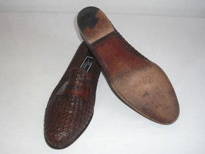 BRAGANO Cole Haan Men’s Size 14 M Brown Woven Leather Loafers Shoes EXCELLENT