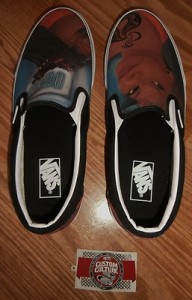 BRAND NEW VANS SLIP ON CUSTOM CULTURE INK’D BLACK WHITE MENS SIZE 9.5 SHOES COOL