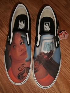 NWT BRAND NEW VANS SLIP ON CUSTOM CULTURE INK’D BLACK WHITE MENS SIZE 12 SHOES !