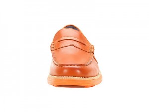 COLE HAAN Mens LunarGrand Penny Loafer Shoes Woodbury/Orange Leather