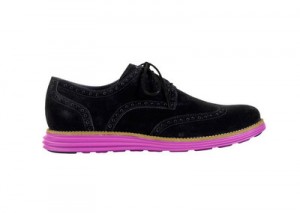 Mens Cole Haan Lunargrand Black Pink Suede Wingtip Shoes