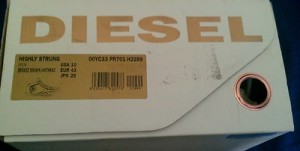 New. $145 DIESEL Highly Strung Men Shoes Size US 10 EU 43  Bronze Brown