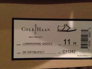 New Cole Haan LUNARGRAND Saddle WING TIP Shoes size 11 Dark Gray / Black