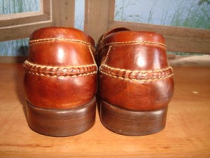 COLE HAAN ~ MENS BROWN DISTRESSED LEATHER LOAFERS W/BRAID TRIM  8M ~ LIKE NU!
