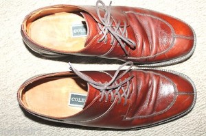 Cole Haan moc toe leather oxfords, size 12 M, dark brown leather