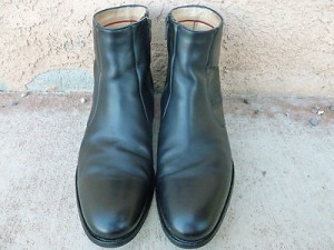 Hugo Boss Ankle Boots Black Leather Side Zipper Mens Size 8 US / 41.5 EU