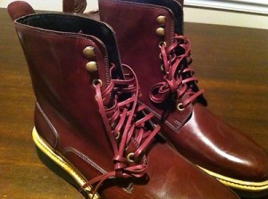 NEW Cole Haan Harrison Wedge Leather Lace Up Boots Mens 8.8 M Burgundy $378