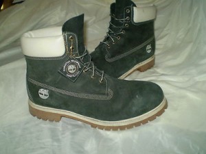 TIMBERLAND mens 13 M navy blue LEATHER hiking fashion BOOTS
