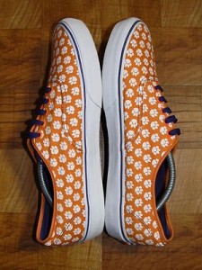 Vans CLEMSON TIGERS Orange & Purple Paw Print Canvas Shoes Men’s 13 RARE!!!