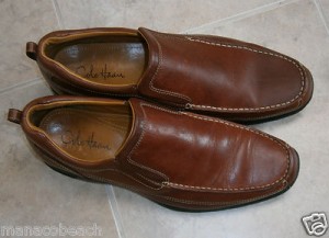 A+ COLE HAAN Nike Air Pebbled BROWN Leather Slip On Moc Loafers Men 12 M EUC