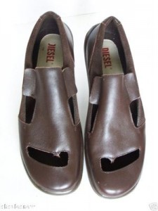 DIESEL shoe brown leather 13 Sneaker thong rare