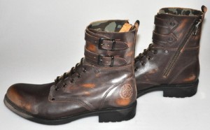 $450 NEW Diesel ELWOOD Brown Leather Distressed Double Strap Buckle Boots 13