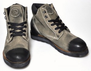 $350 NEW Diesel D.I.Y. BRINDLE Taupe/Black Suede Ankle Boots 12.5