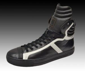 NEW HUGO BOSS Black Leather Retro High Top Shoes Sneakers Chaussures Boots 43 10