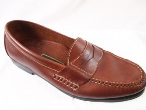 Mens shoes COLE HAAN Resort Brown tan leather slip on penny loafers size 12 D