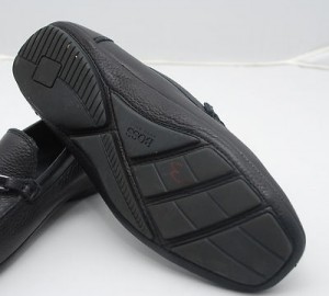 MENS BLACK LEATHER HUGO BOSS DRIVING SHOES MOCS MOCCASINS LOAFERS 8.5