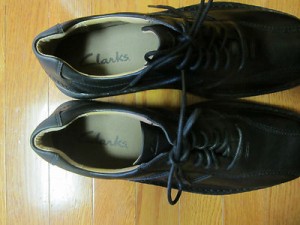Clarks Longhop Black Leather Casual Lace Up Oxfords Mens SZ 11.5 NIB