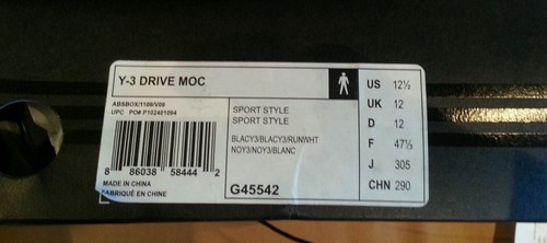 ADIDAS Y-3 Yohji Yamamoto NEW IN BOX Driving Moccasin Black Size 12.5 MSRP $310