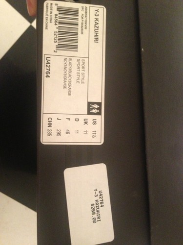 Men’s Y-3 Black Kazuhiri Hi-Top Sport Style High Shoes Sz 11.5