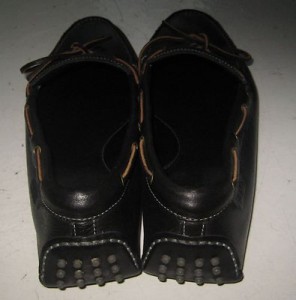 MEN 11 M COLE HAAN BLACK LEATHER DRIVING MOCS SHOES – ULTRA SHARP! –