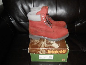 MENS TIMBERLAND 6″ PREMIUM CONSTRUCTION BOOT SIZE 10 – BURGUNDY / GREY