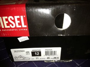 DIESEL Proton Athletic Shoes Mens US Size 12 M Nice Condition Indigo/Tusk