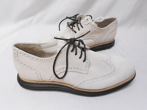 NEW Cole Haan Mens White Lunargrand Leather Wingtip Oxford Shoes Size 9.5 M